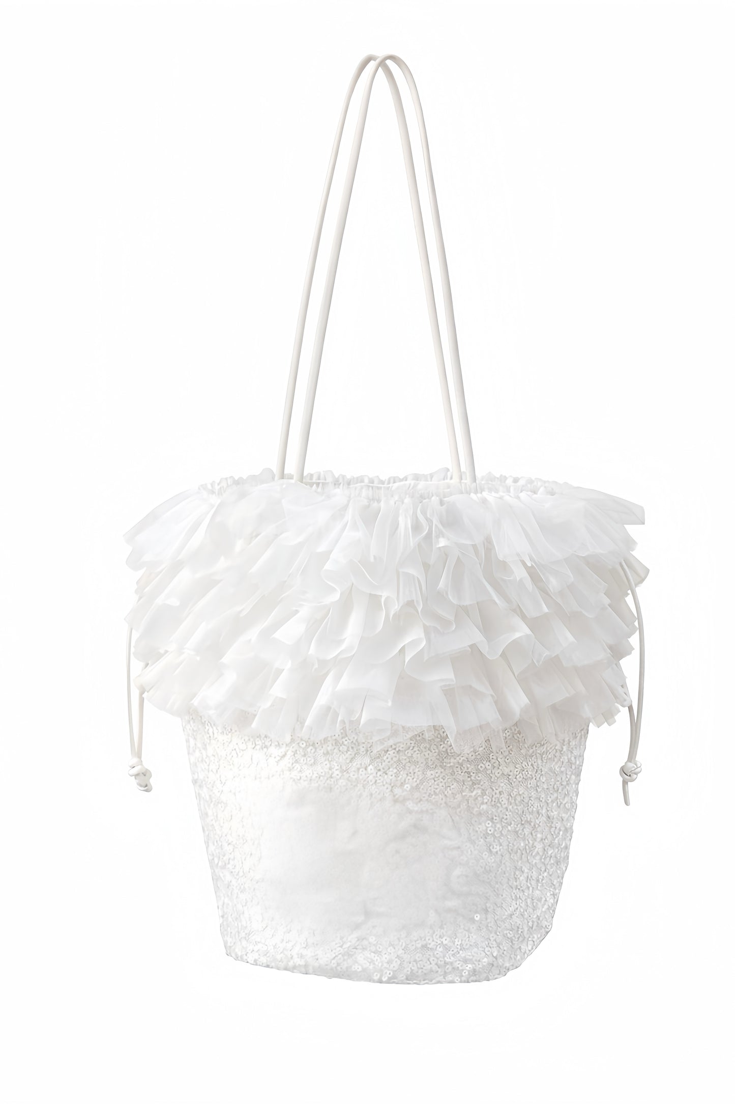 Pure White Lace Wedding Gift Bag Embroidered Lace Design Tulle Handheld Shopping Bag
