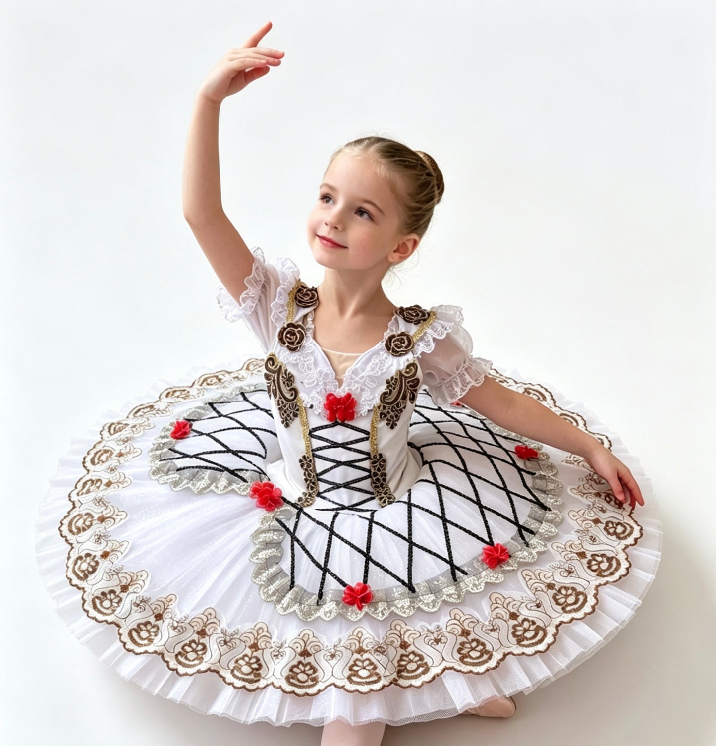White & Red Patterned Classical Tutu