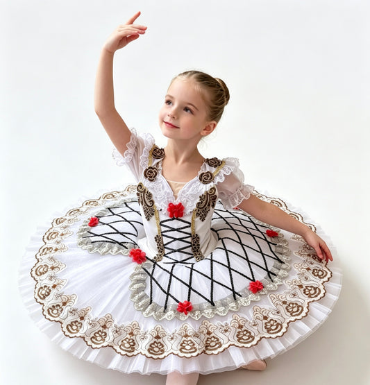 White & Red Patterned Classical Tutu