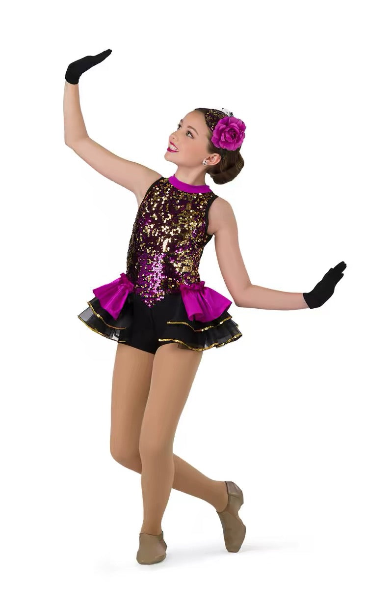 Magenta Beret Jazz Dress with Cane